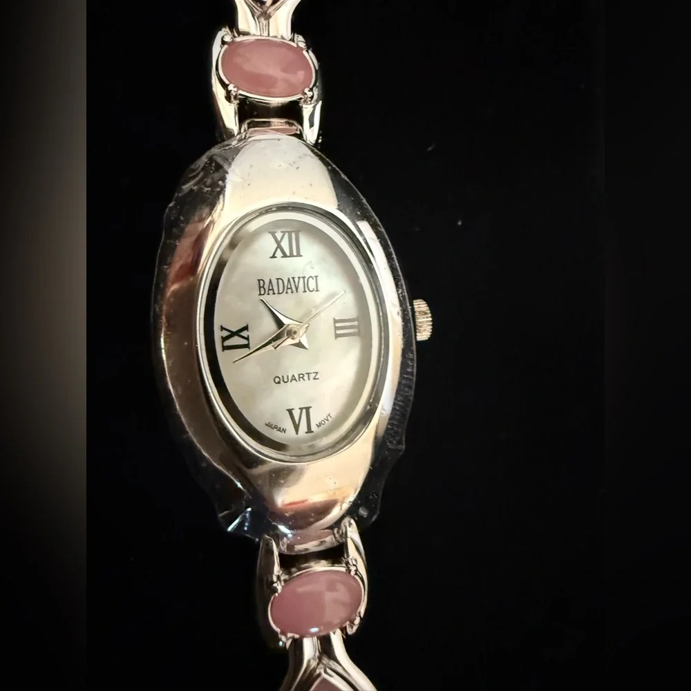 BADAVICI New Quartz Watch Original Box stainless steel Pink‎ Cabochons Links
